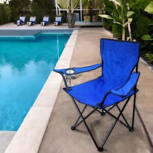 كرسي تخييم سوليد باترن - ازرق