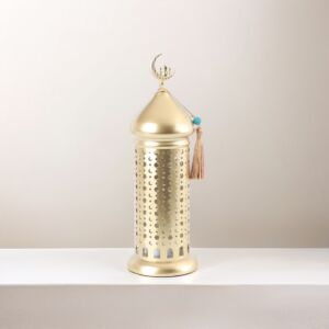 فانوس رمضان حديد مزخرف بإضاءة 32 سم - ذهبي