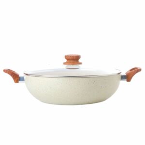 مقلاة جرانيت بغطاء 32 سم - بيج