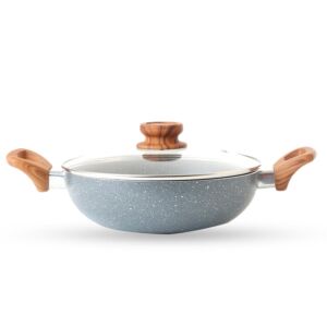 مقلاة جرانيت بغطاء 25 سم - رصاصي