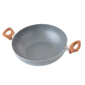 مقلاة جرانيت عميقة بغطاء 30 سم - رصاصي