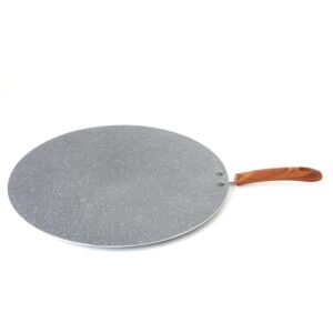 مقلاة مسطحة جرانيت بيد خشب 40 سم - رصاصي