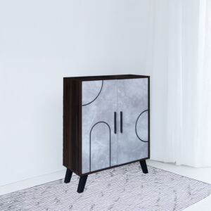 خزانة أحذية بابين خشب ماليزي ديمتري - بني غامق ورمادي