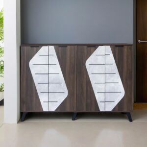 خزانة أحذية قسمين 4 أبواب مارل - بني ورمادي