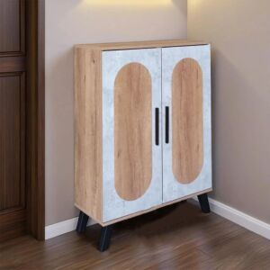 خزانة أحذية بابين خشب ماليزي سيرجي - خشبي ورمادي