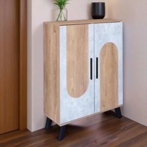 خزانة أحذية بابين خشب ماليزي أولغا - خشبي ورمادي