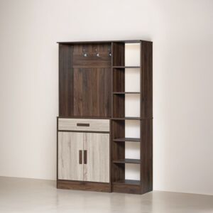 وحدة تخزين رفوف كاميسيا مع منظم أحذية و ستاند تعليق  خشب ماليزي بني وبيج