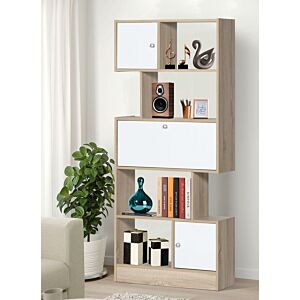 وحدة رفوف روماليا لون خشبي فاتح وأبيض