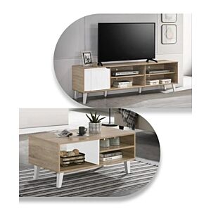 طقم طاولة تلفزيون وطاولة قهوة كايلاي - خشبي