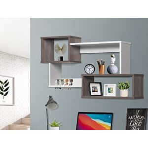 أرفف حائط متشابكة رودي ابيض وبني غامق