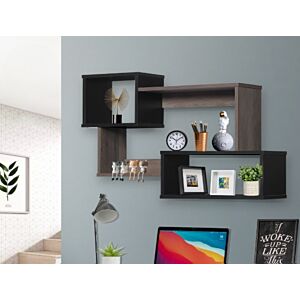 أرفف حائط متشابكة رودي بني غامق واسود