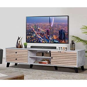 طاولة تلفزيون خشب ماليزي هيلين اللون رمادي وخشبي