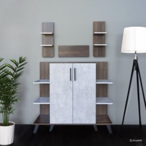 ركن قهوة مع أرفف معلقة كورنر - رمادي وبني