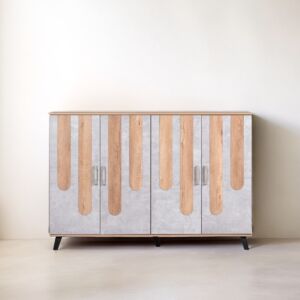 خزانة أحذية 4 أبواب إليجانت - بيج ورمادي