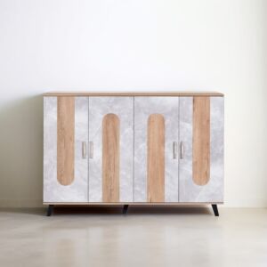 خزانة أحذية 4 أبواب سبيس - بيج ورمادي