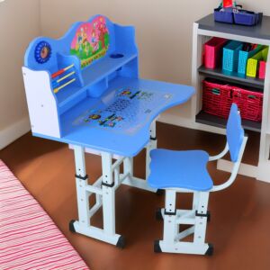 طقم مكتب وكرسي قابل للتعديل تاما - أزرق وأبيض