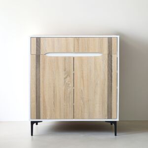 خزانة أحذية بابين اليدورا - خشبي وأبيض