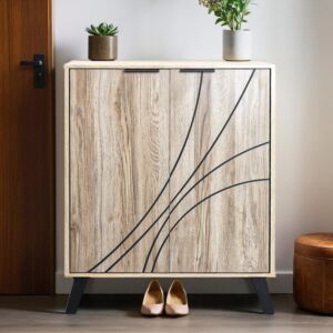 خزانة أحذية بابين خشب ماليزي لاكي - خشبي