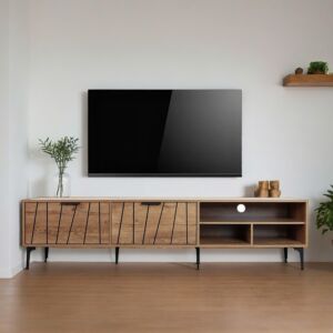 طاولة تلفزيون خشب ماليزي 180 سم فيكتور - خشبي