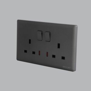 فيش كهربي مجوز 13A برلنت لايت - رمادي