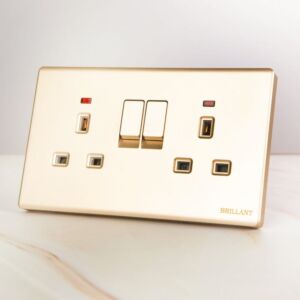 فيش ثنائي 13 أمبير مودرن من برلنت - ذهبي