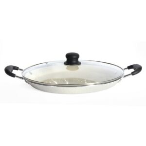 إناء طهي ألمنيوم مانع للإلتصاق مع غطاء 35 سم - بيج