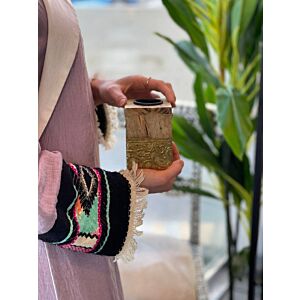 مبخرة أندالوسيا مع زخارف حروف عربية - ارتفاع 10 سم, لون خشبي 
