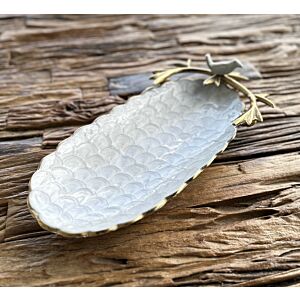 طبق تقديم تشوكليت كلاسي بيضاوي - رمادي