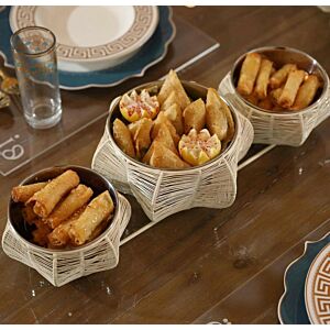 صحن تقديم ثلاثي أبيض - فلور