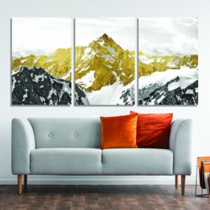 لوحة جدارية فنية بتصميم تجريدي لجبال - ثلاث قطع - مقاس 120x60 سم