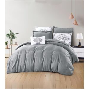 طقم لحاف كينج جاكار 7 قطع - رصاصي غامق