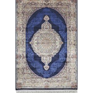 سجاد كلاسيك سوبر بابل حرير تركي - بيج وازرق