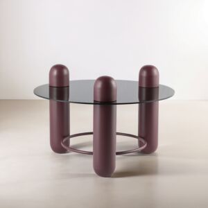 طاولة قهوة سيما بسطح زجاجي - احمر