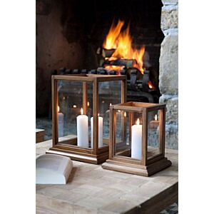 حامل شموع بوكسي خشبي صغير - بني جملي