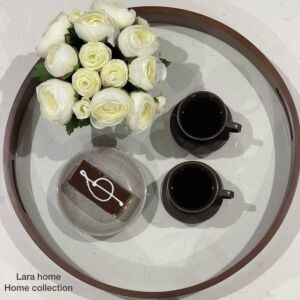 صينية خشب دائرية