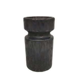 حامل شموع ستوني بمظهر حجري صغير - بني عتيق