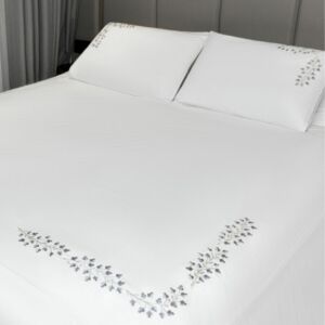 طقم غطاء سرير 600 غرزة 6 قطع دوفيه كاكتس - أبيض