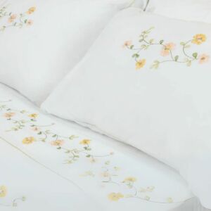 طقم غطاء سرير 200 غرزة 6 قطع باستل فلاور - ابيض