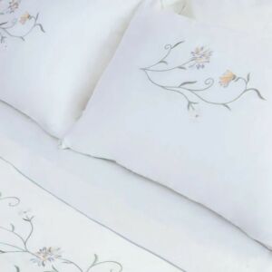 طقم غطاء سرير 600 غرزة 6 قطع ستايل فلاور - ابيض