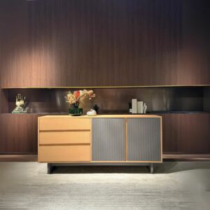 طاولة بوفيه أخدود - رمادي