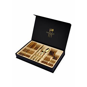 طقم أدوات مائدة ويسترن من الستانلس ستيل - 24 قطعة - ذهبي