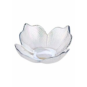 صحن عميق بتصميم زهرة الزنبق - زجاجي شفاف