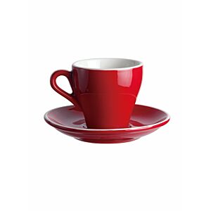 فنجان قهوة وصحن نارينج - أحمر وأبيض