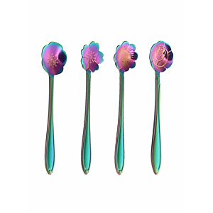 طقم ملاعق على شكل زهرة 4 قطع - متعدد الألوان