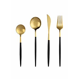 طقم أدوات مائدة 4 قطع - اسود وذهبي