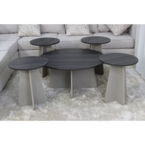 طقم طاولات 5 قطع امير - رمادي واسود