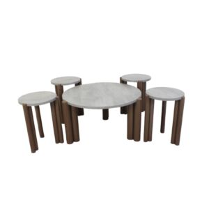 طقم طاولة قهوة 5 قطع ميلانو - رمادي وبني
