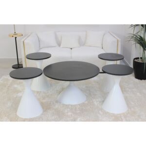 طقم طاولات 5 قطع ساكور - اسود وابيض