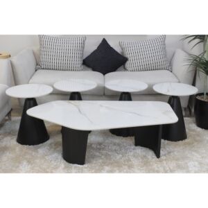 طقم طاولات 5 قطع بيتر - ابيض واسود