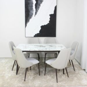 طقم طاولة طعام كارمن 6 اشخاص - بني